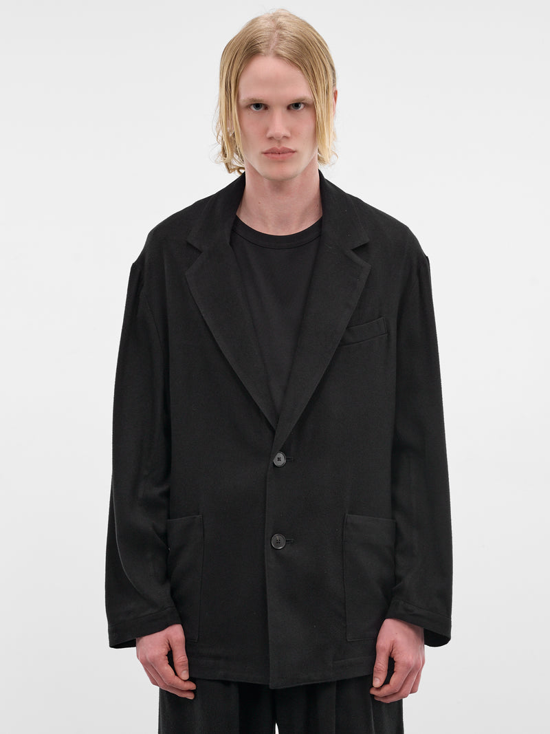 Black Silk-Rayon Relaxed Blazer (ST-1438-BLACK)