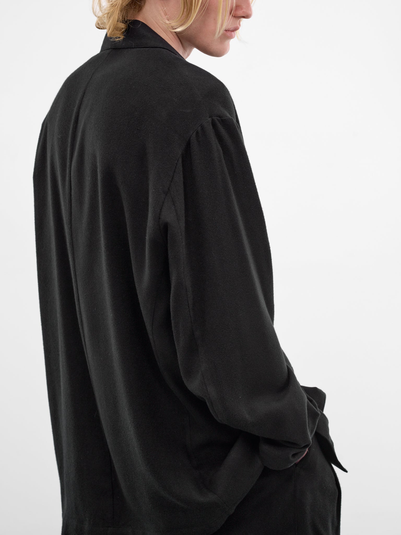 Black Silk-Rayon Relaxed Blazer (ST-1438-BLACK)