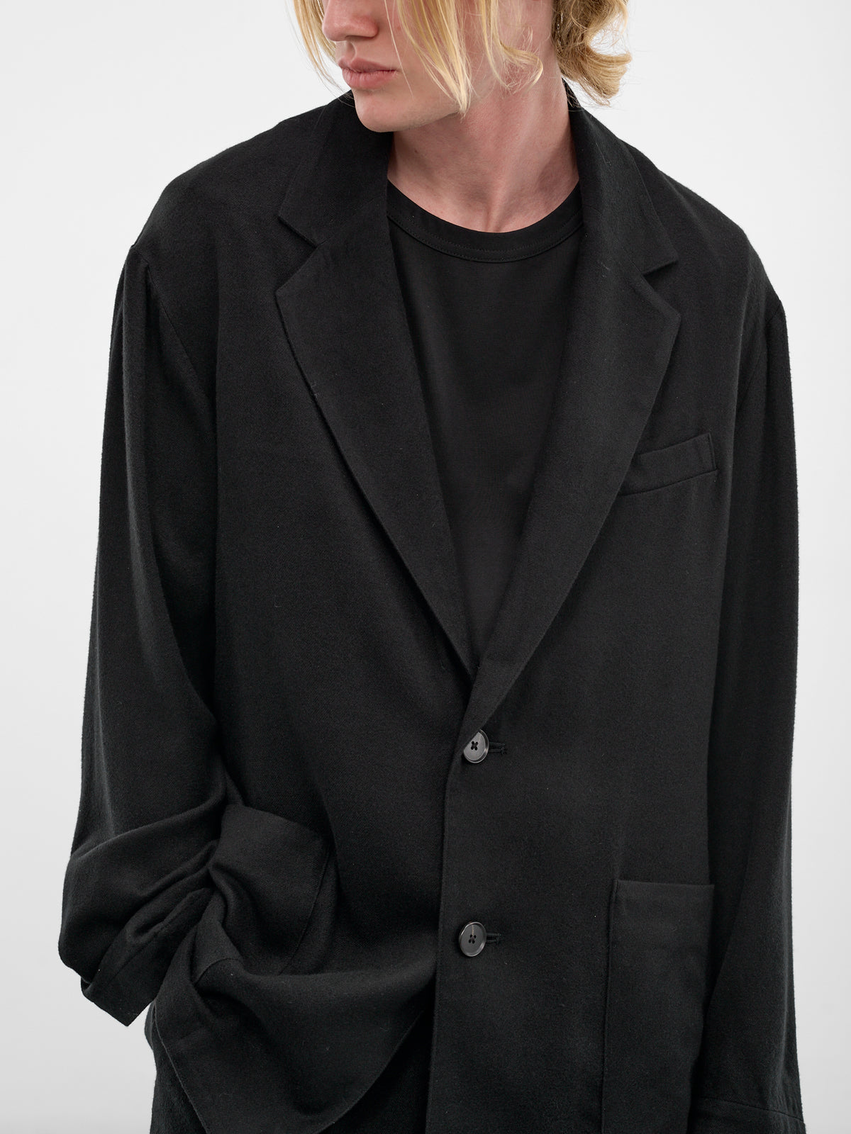 Black Silk-Rayon Relaxed Blazer (ST-1438-BLACK)
