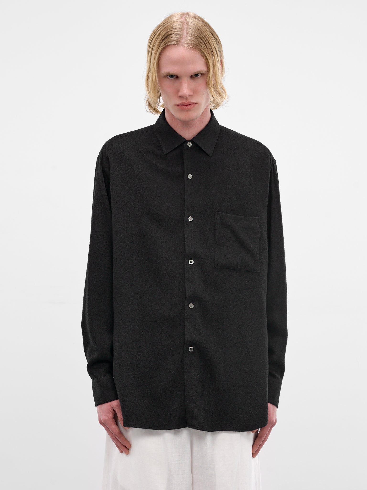 Black Silk-Blend Button-Up Shirt (ST-1440-BLACK)