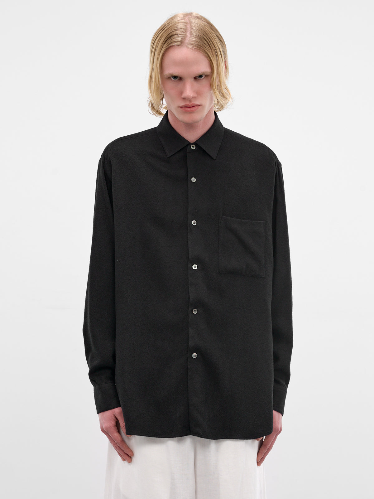 Black Silk-Blend Button-Up Shirt (ST-1440-BLACK)