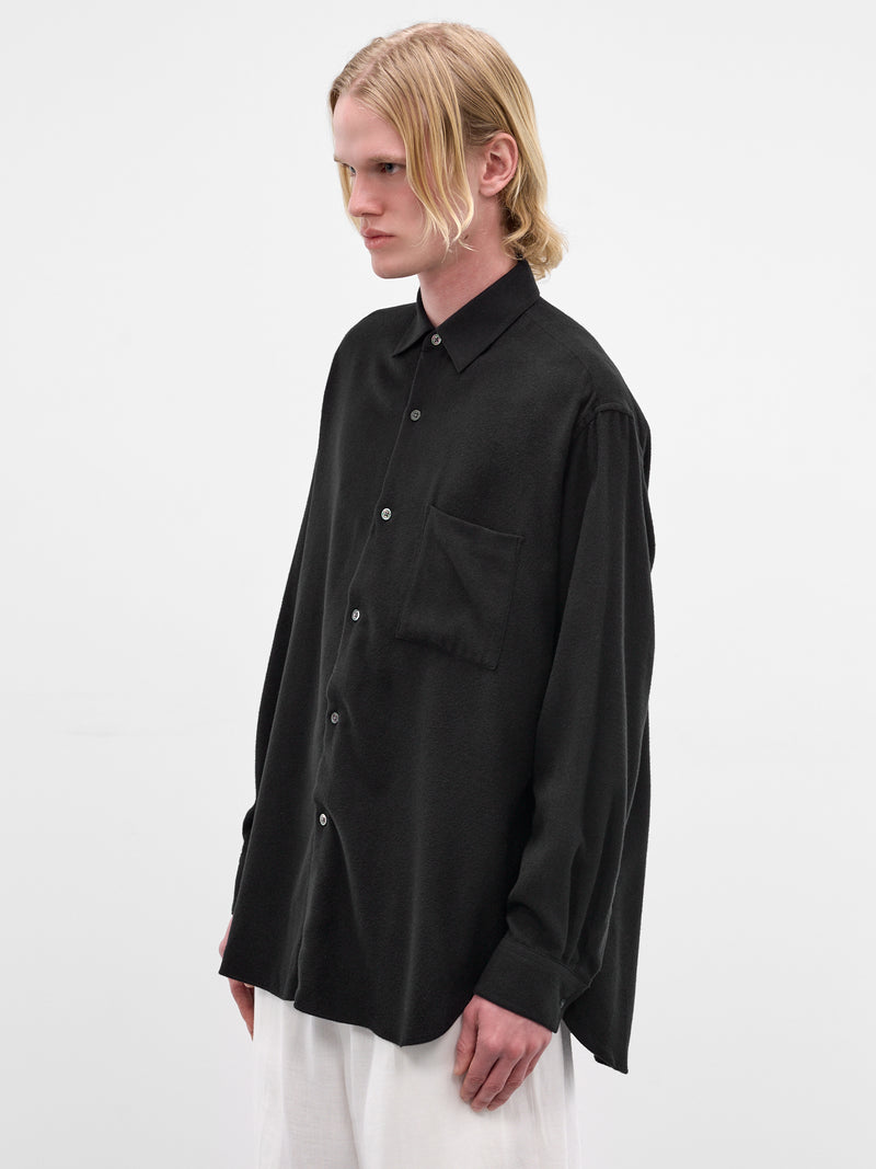 Black Silk-Blend Button-Up Shirt (ST-1440-BLACK)