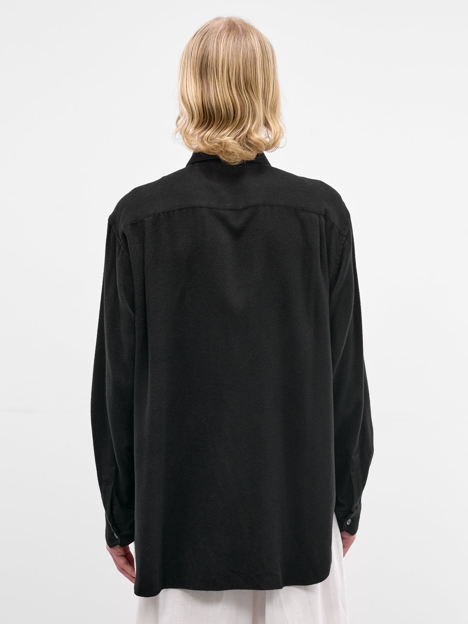 Black Silk-Blend Button-Up Shirt (ST-1440-BLACK)