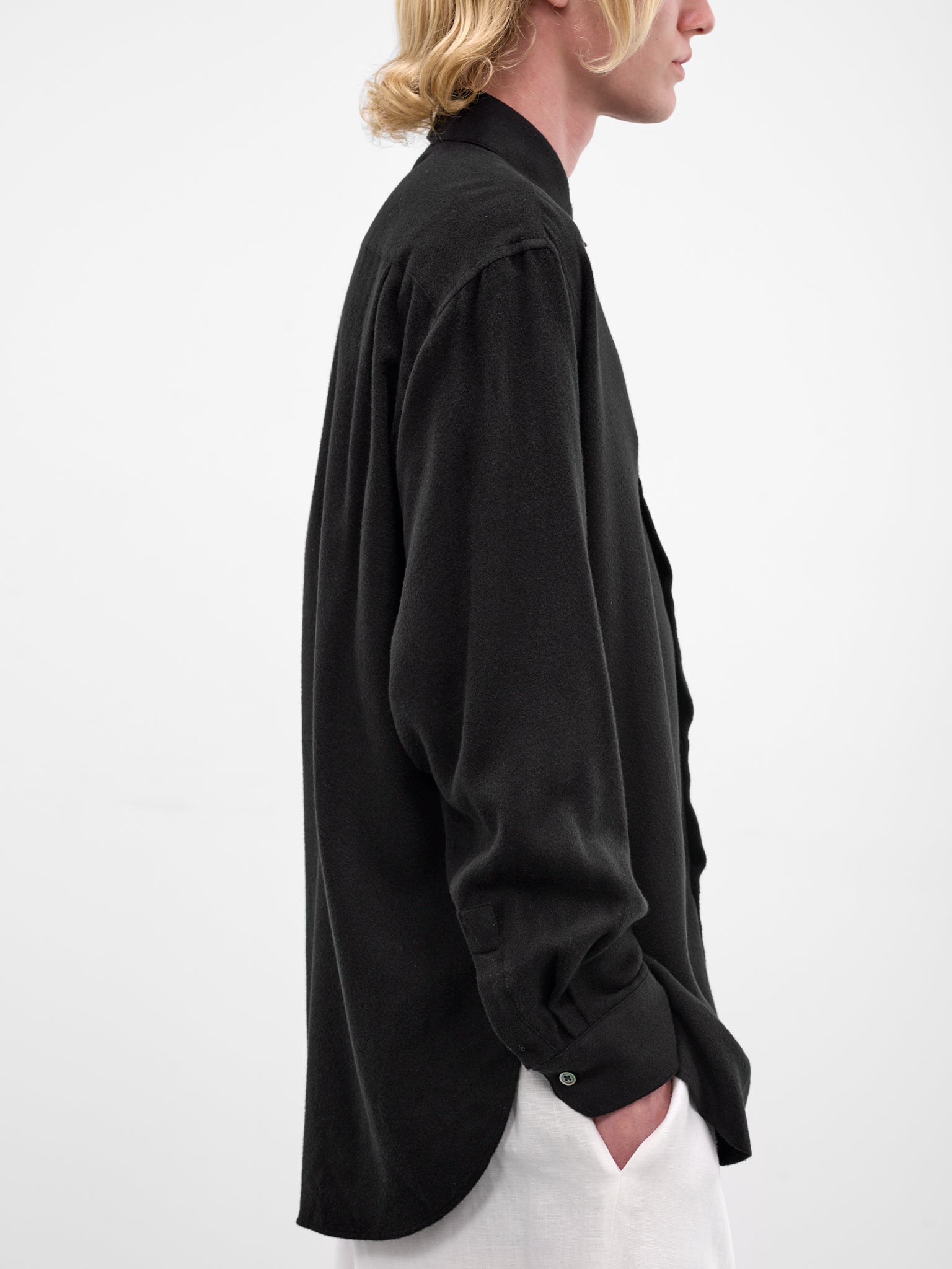 Black Silk-Blend Button-Up Shirt (ST-1440-BLACK)