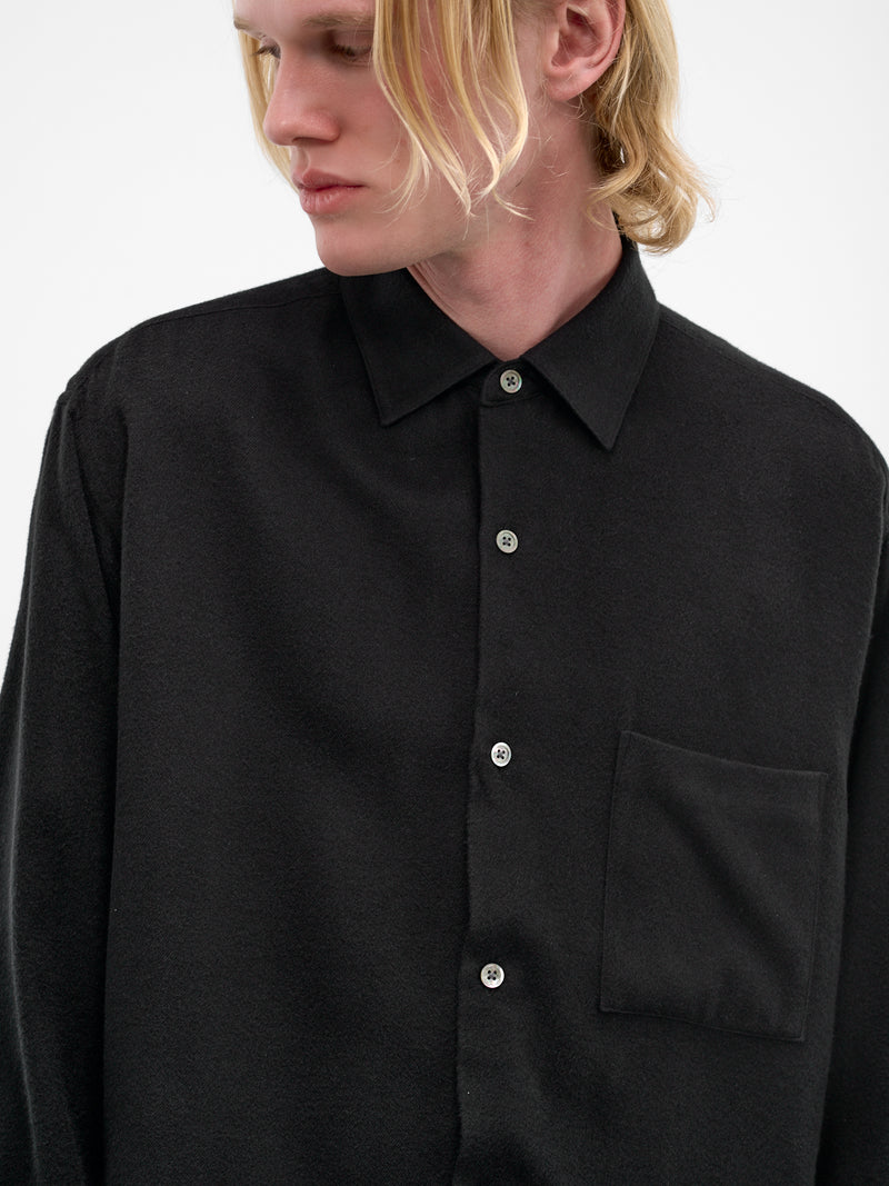 Black Silk-Blend Button-Up Shirt (ST-1440-BLACK)