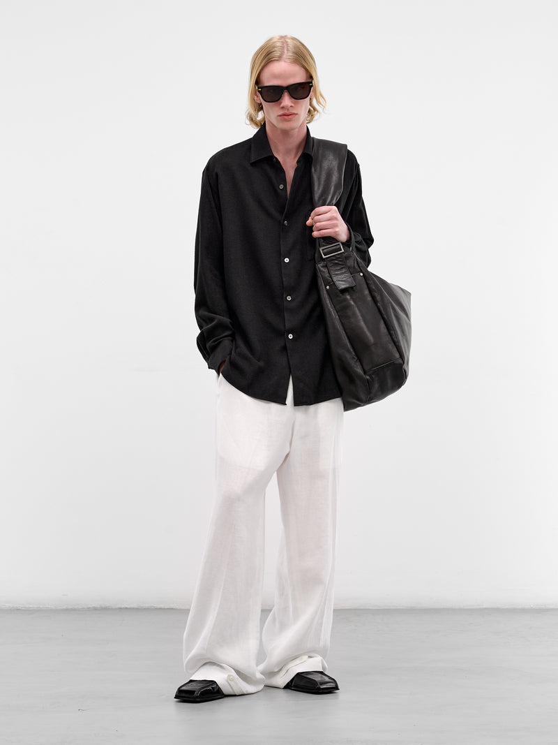 Black Silk-Blend Button-Up Shirt (ST-1440-BLACK)