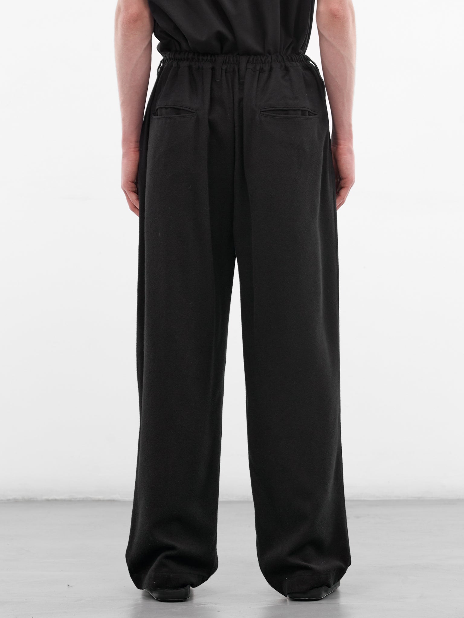 Black Silk-Rayon Pleated Trousers (ST-1441-BLACK)
