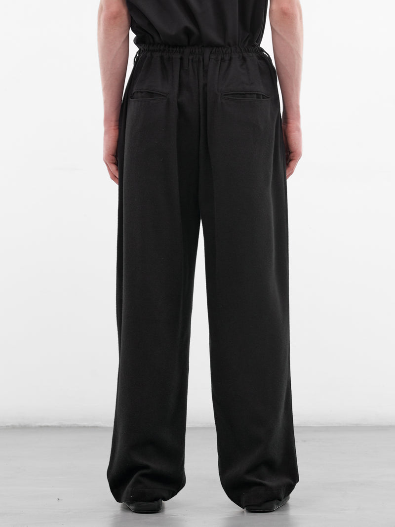 Black Silk-Rayon Pleated Trousers (ST-1441-BLACK)