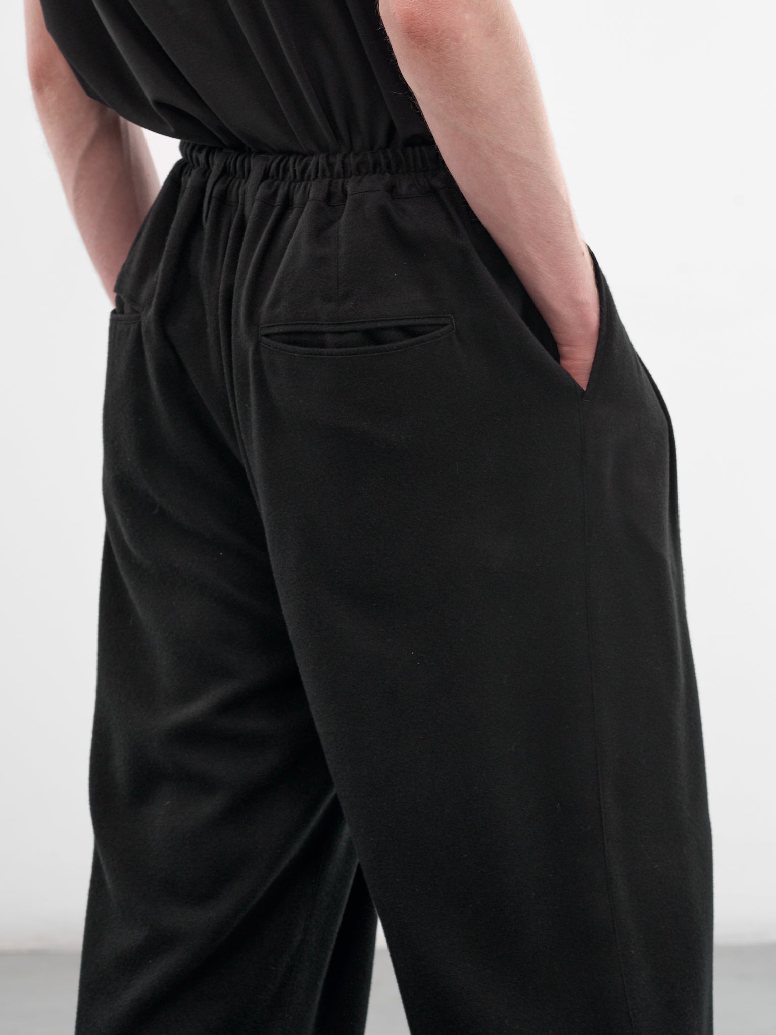 Black Silk-Rayon Pleated Trousers (ST-1441-BLACK)