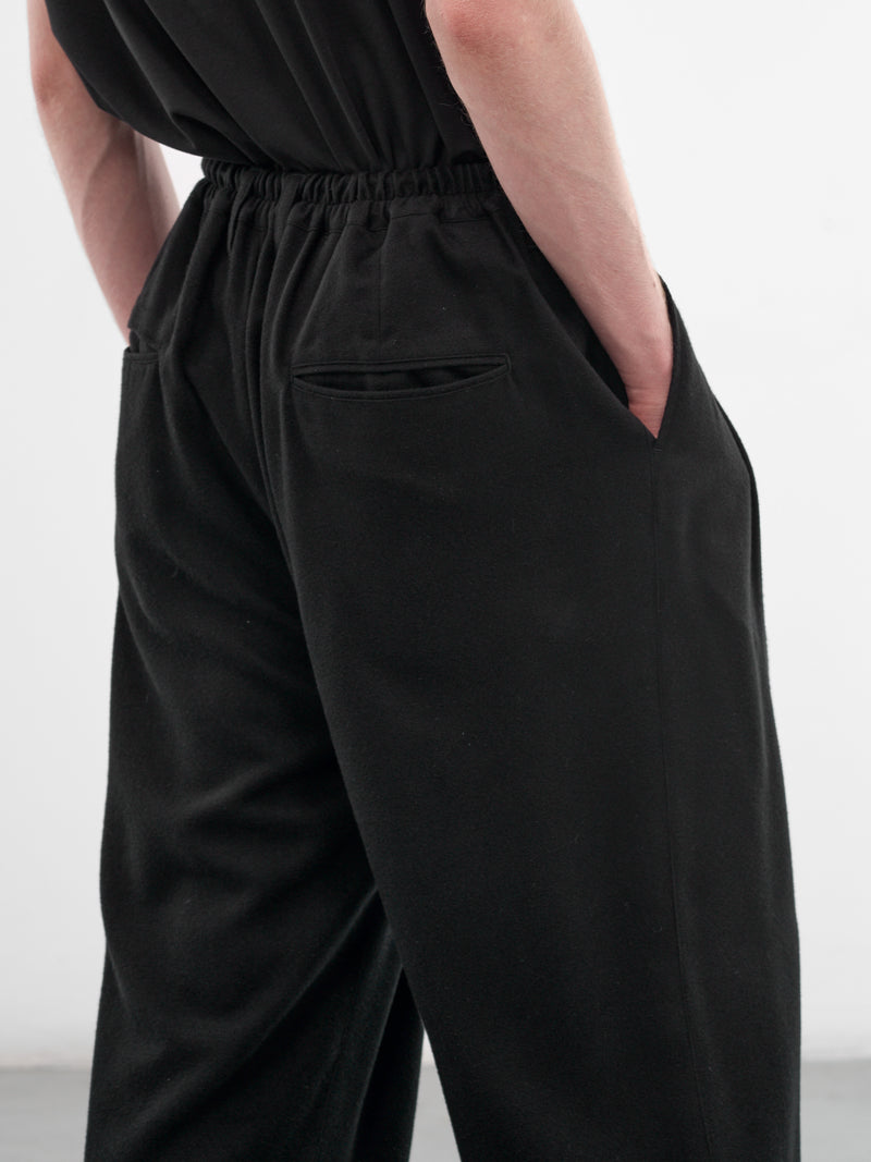 Black Silk-Rayon Pleated Trousers (ST-1441-BLACK)