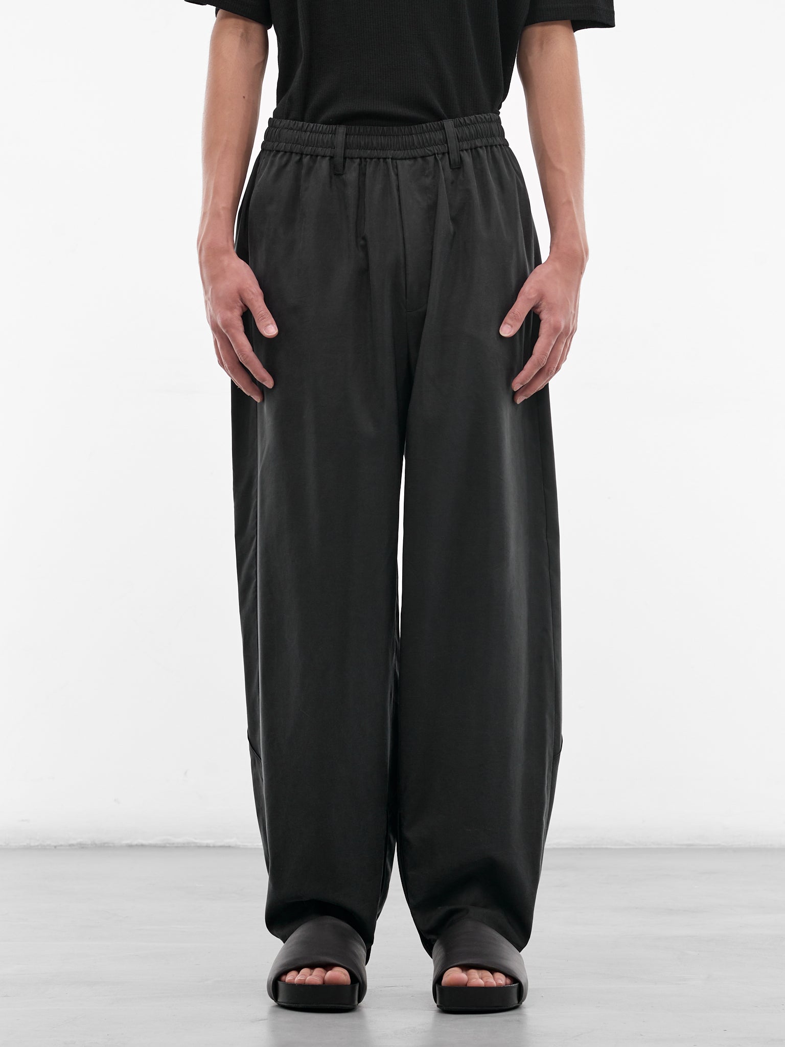 Black Silk-Nylon Baggy Trousers (ST-1445-BLACK)