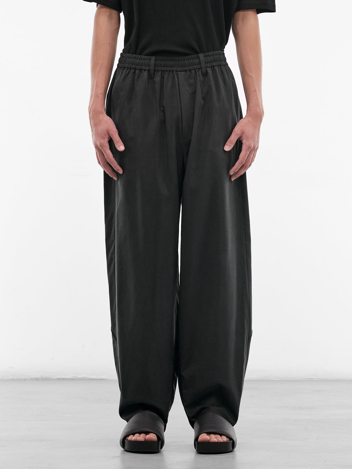 Black Silk-Nylon Baggy Trousers (ST-1445-BLACK)