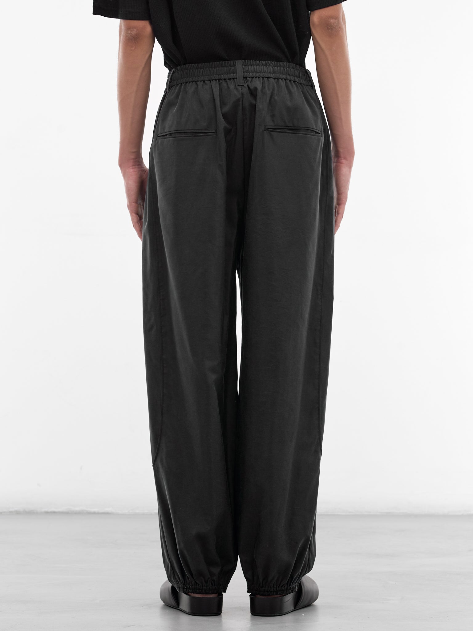 Black Silk-Nylon Baggy Trousers (ST-1445-BLACK)