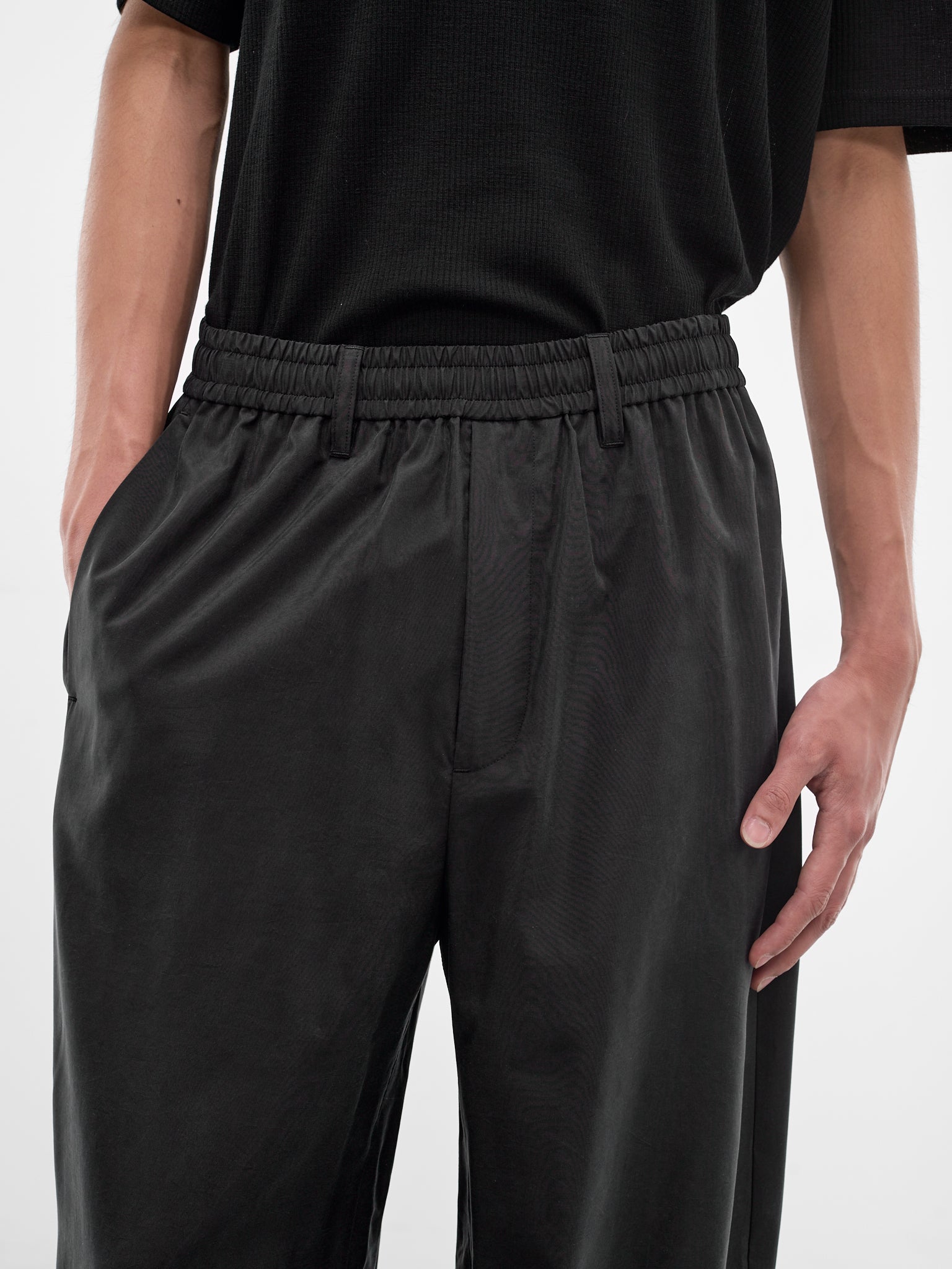 Black Silk-Nylon Baggy Trousers (ST-1445-BLACK)
