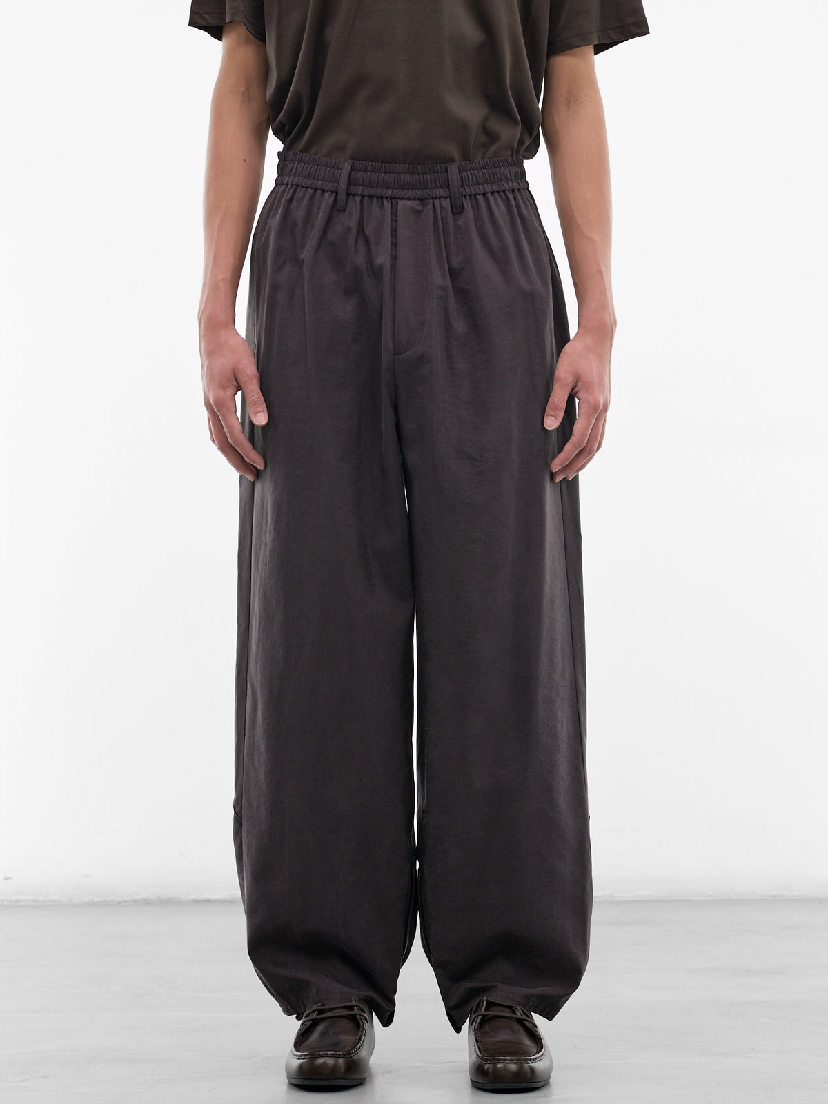 Brown Silk-Nylon Baggy Trousers (ST-1445-CHARCOAL-BROWN)