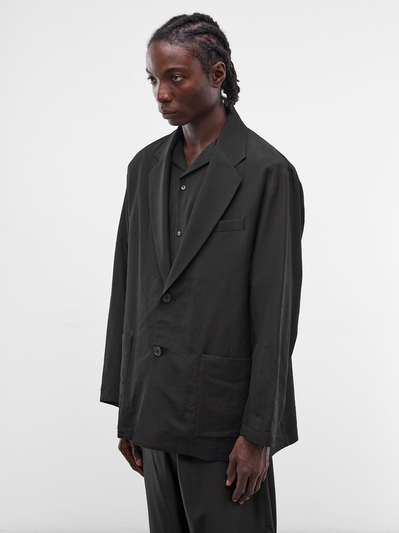 Black Wool-Silk Relaxed Blazer (ST-1447-BLACK)