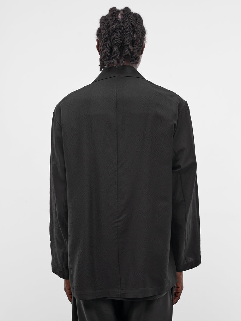 Black Wool-Silk Relaxed Blazer (ST-1447-BLACK)
