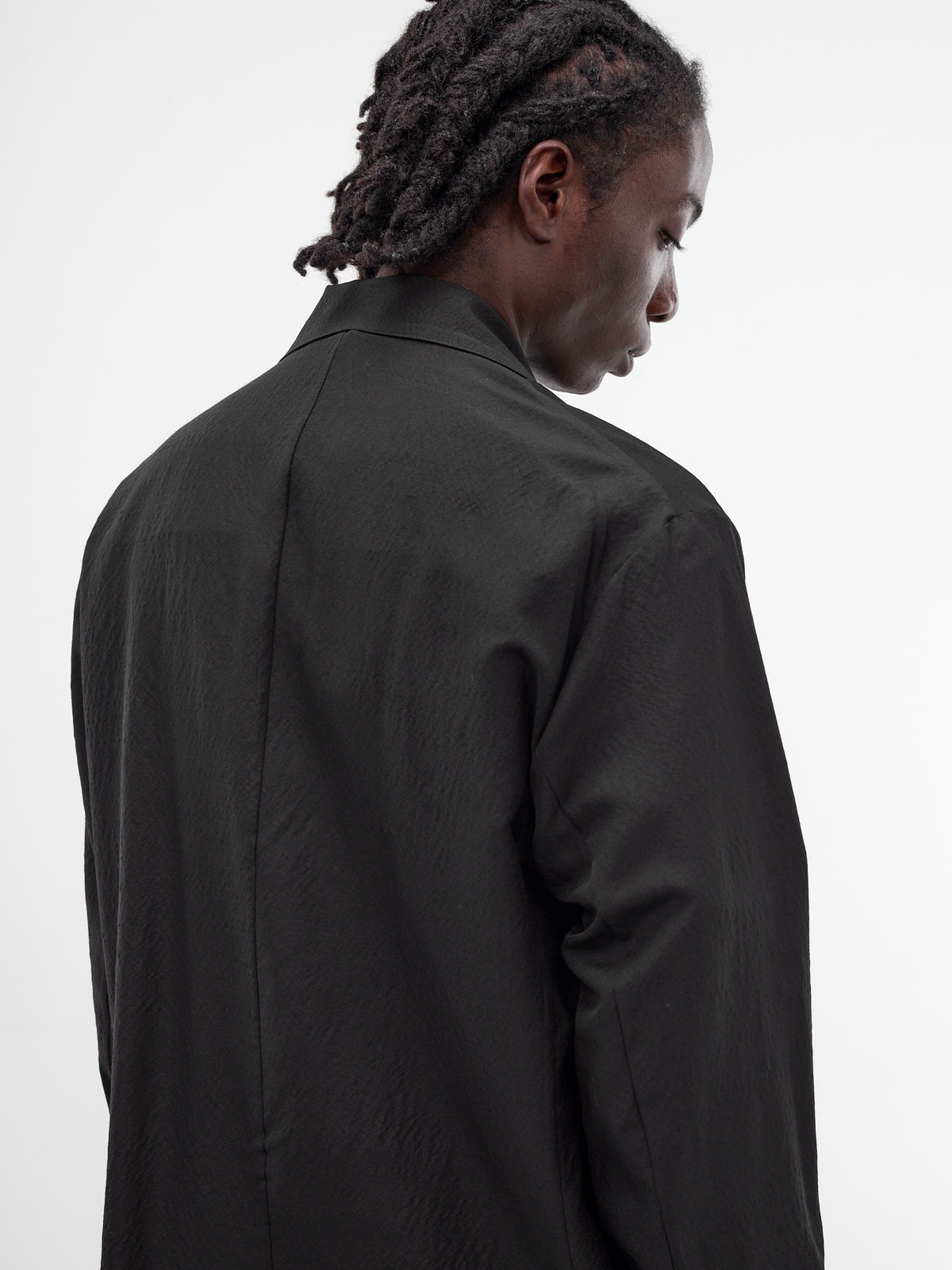 Black Wool-Silk Relaxed Blazer (ST-1447-BLACK)