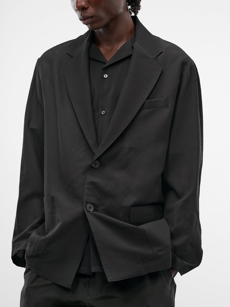 Black Wool-Silk Relaxed Blazer (ST-1447-BLACK)