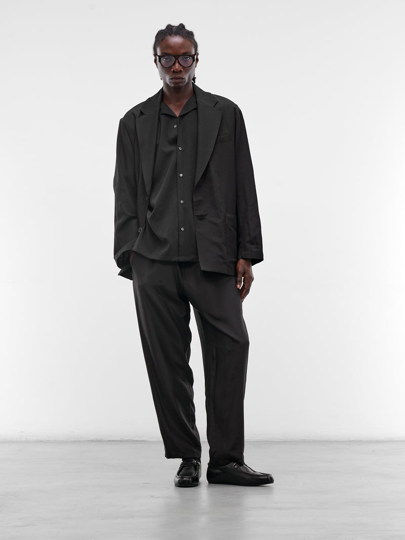 Black Wool-Silk Relaxed Blazer (ST-1447-BLACK)