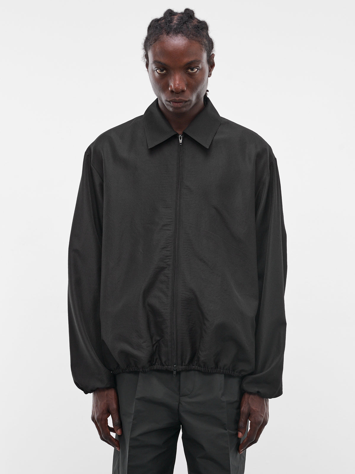 Black Wool-Silk Zip Jacket (ST-1448-BLACK)