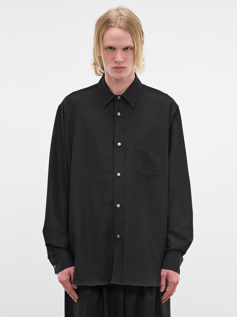Black Wool-Silk Button-Up Shirt (ST-1449-BLACK)