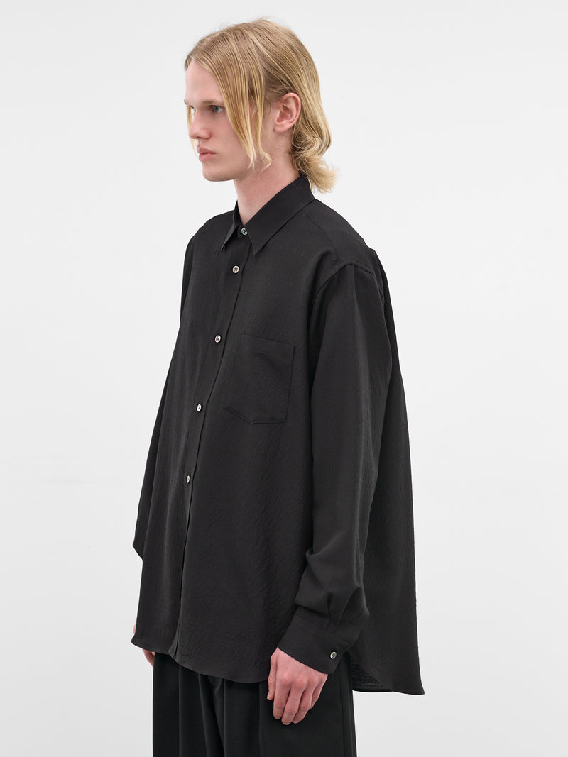 Black Wool-Silk Button-Up Shirt (ST-1449-BLACK)