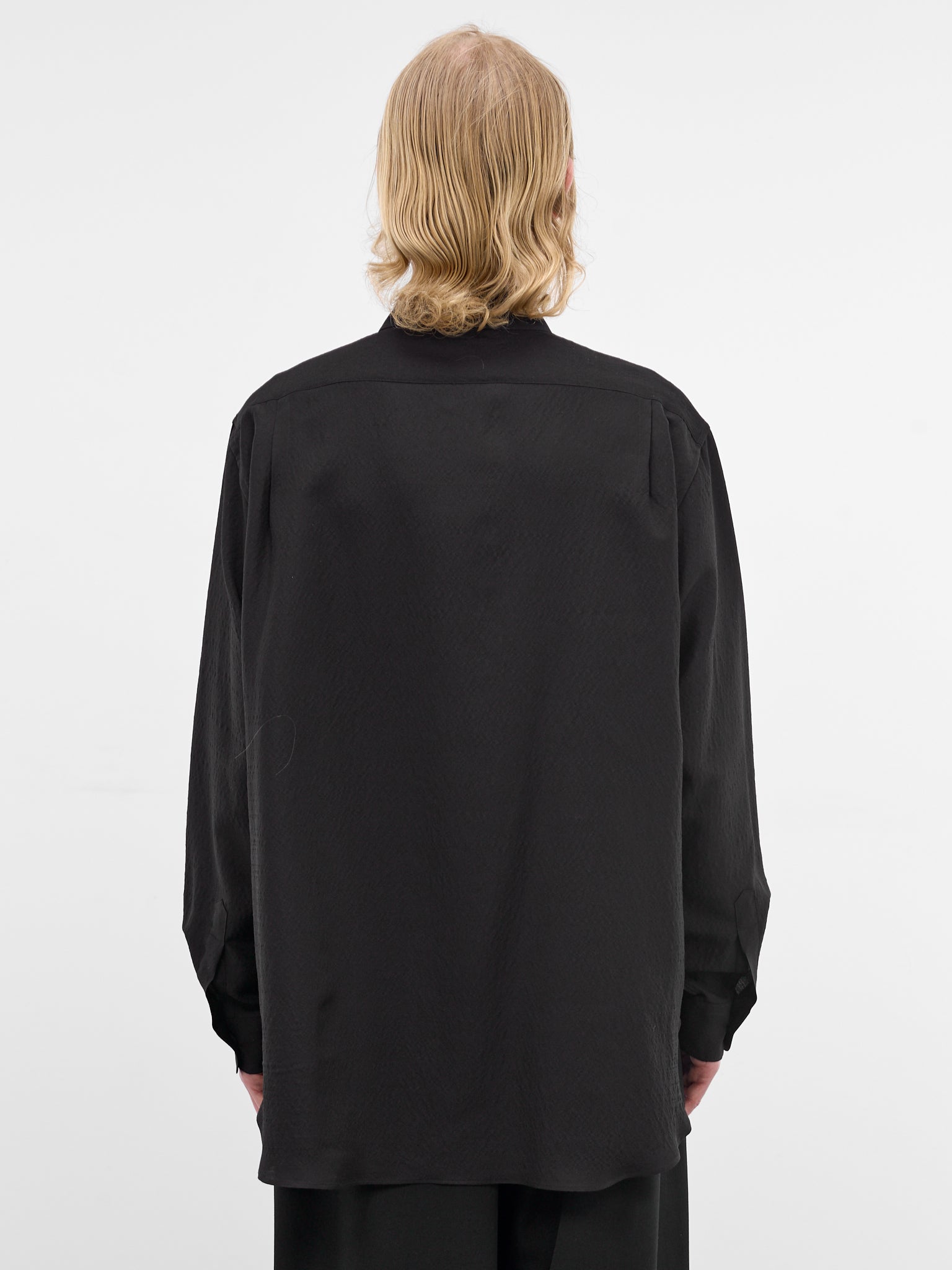 Black Wool-Silk Button-Up Shirt (ST-1449-BLACK)