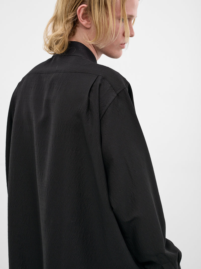 Black Wool-Silk Button-Up Shirt (ST-1449-BLACK)