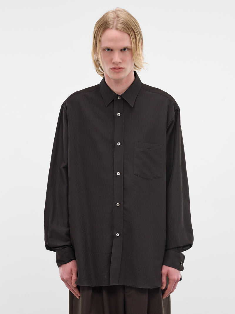 Charcoal Wool-Silk Button-Up Shirt (ST-1449-DARK-CHARCOAL)