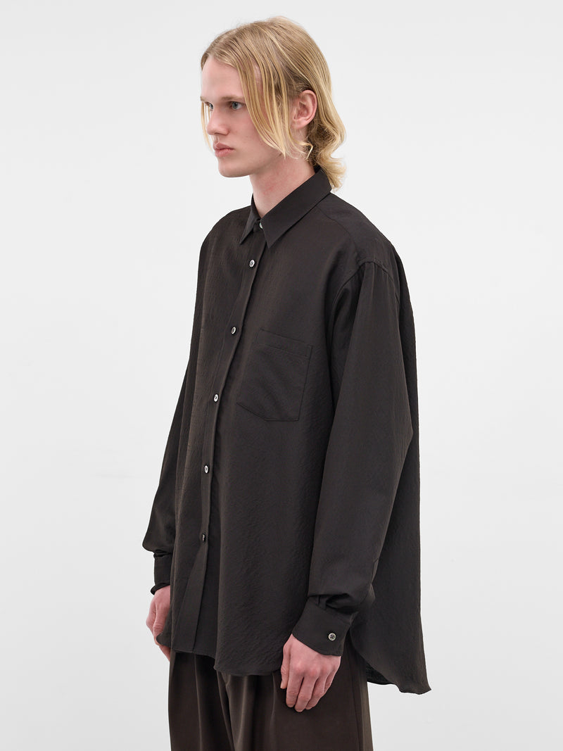 Charcoal Wool-Silk Button-Up Shirt (ST-1449-DARK-CHARCOAL)