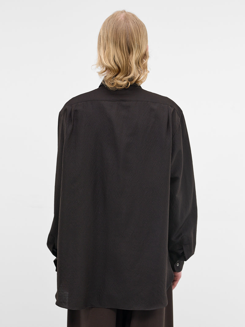 Charcoal Wool-Silk Button-Up Shirt (ST-1449-DARK-CHARCOAL)