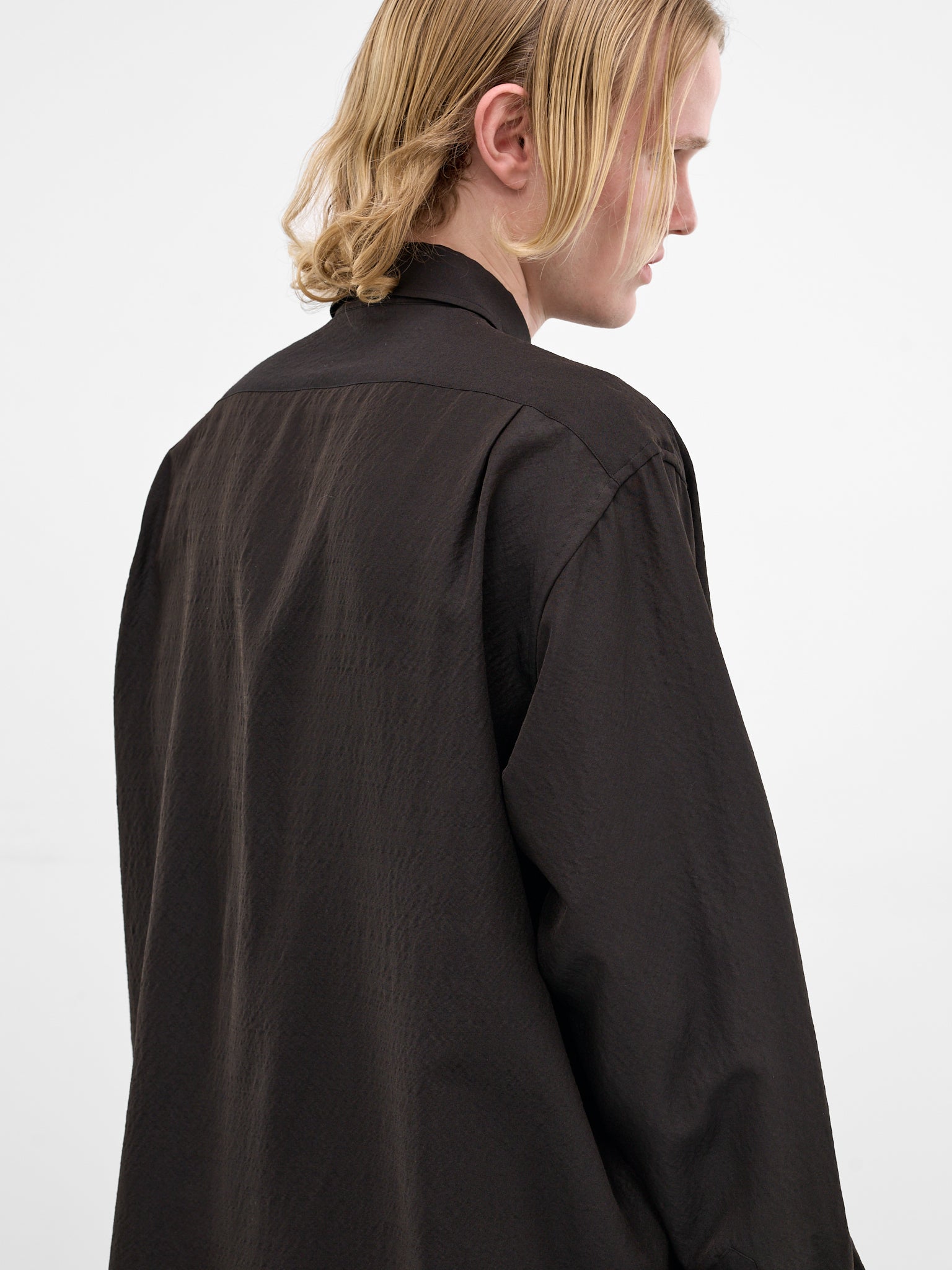 Charcoal Wool-Silk Button-Up Shirt (ST-1449-DARK-CHARCOAL)