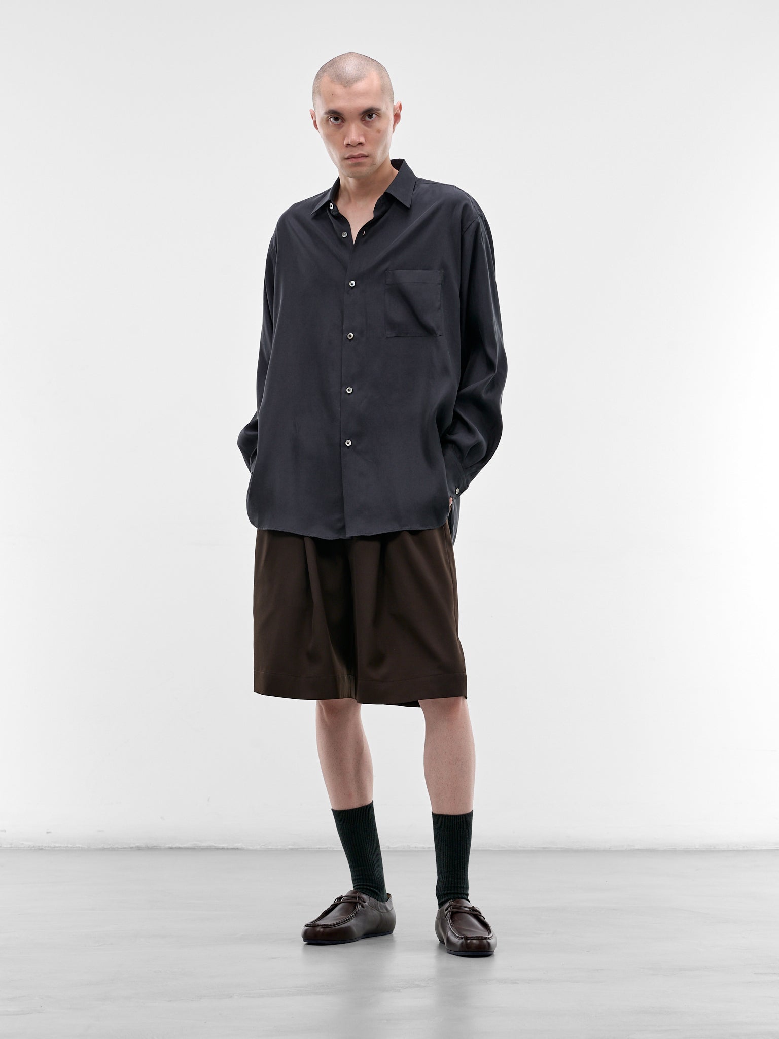 Black Relaxed Button-Up Shirt (ST-1459-BLACK)