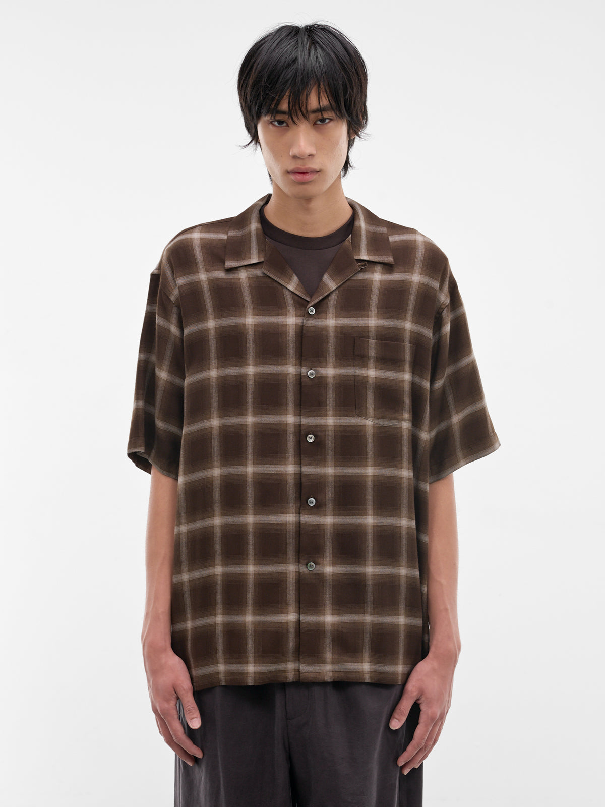 Brown Plaid Button-Up Shirt (ST-1464-BROWN-OMBRE)