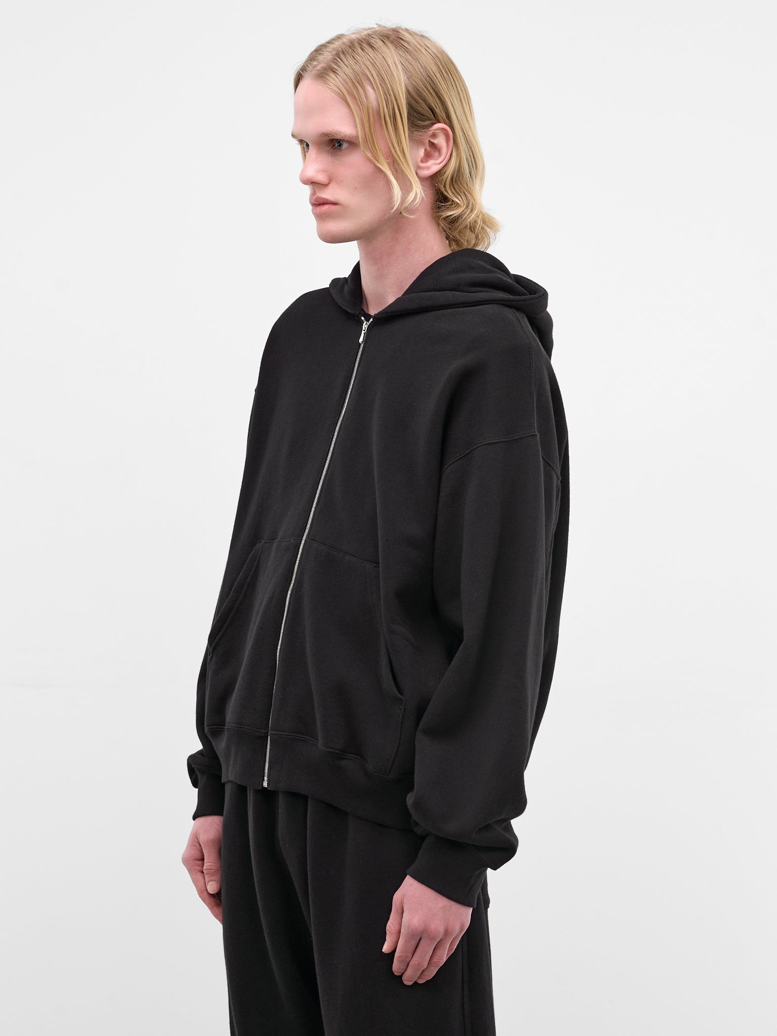 Black Cotton-Cashmere Zip Hoodie (ST-1469-BLACK)