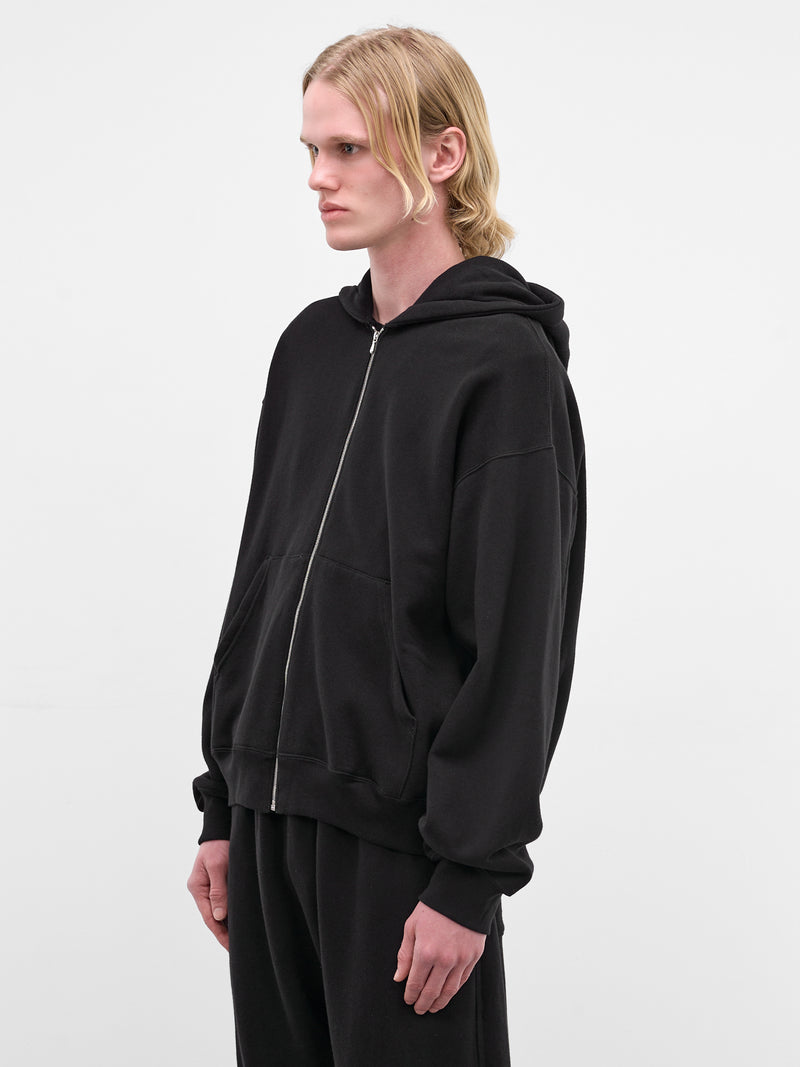 Black Cotton-Cashmere Zip Hoodie (ST-1469-BLACK)