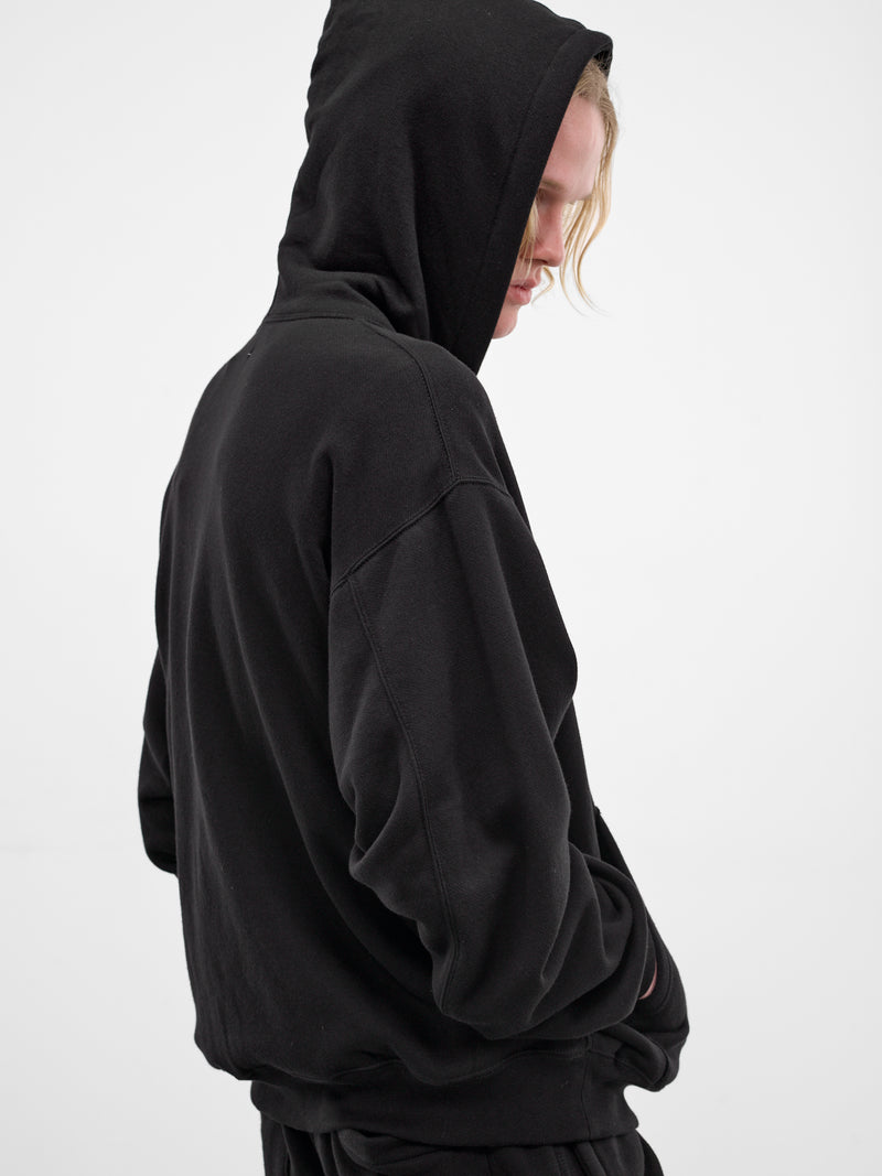Black Cotton-Cashmere Zip Hoodie (ST-1469-BLACK)
