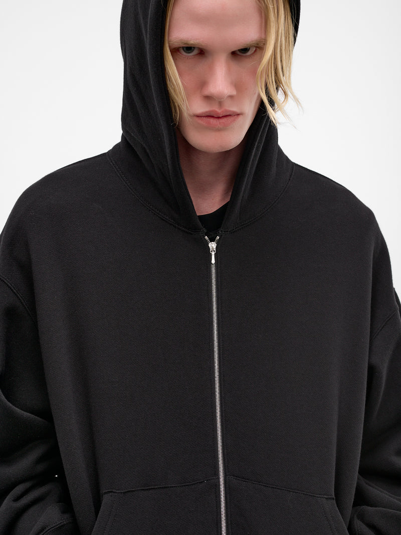 Black Cotton-Cashmere Zip Hoodie (ST-1469-BLACK)
