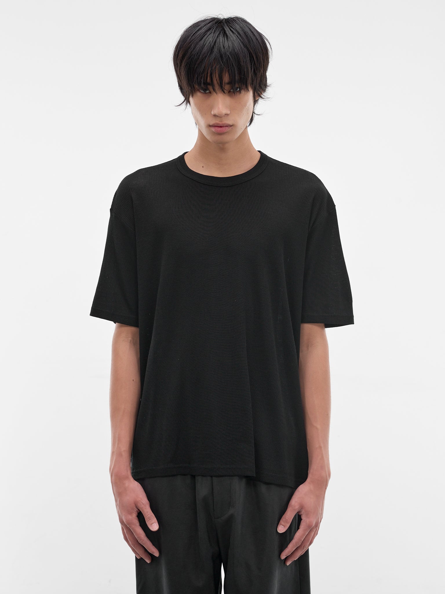 Black Rib-Knit Wool Tee (ST-1501-BLACK)
