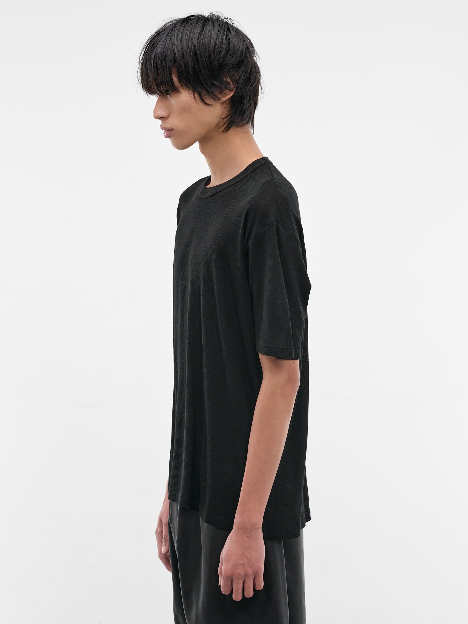 Black Rib-Knit Wool Tee (ST-1501-BLACK)