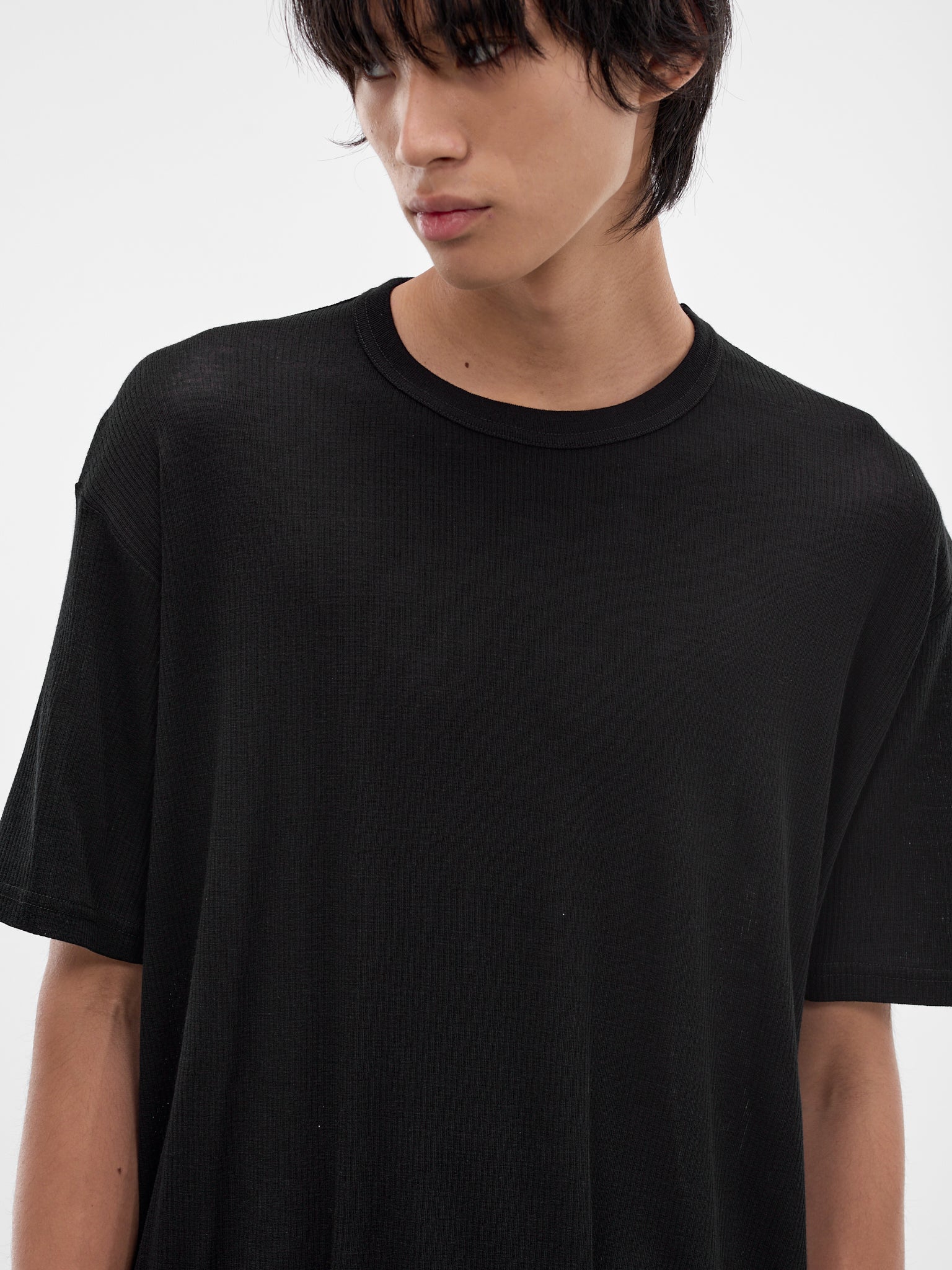 Black Rib-Knit Wool Tee (ST-1501-BLACK)