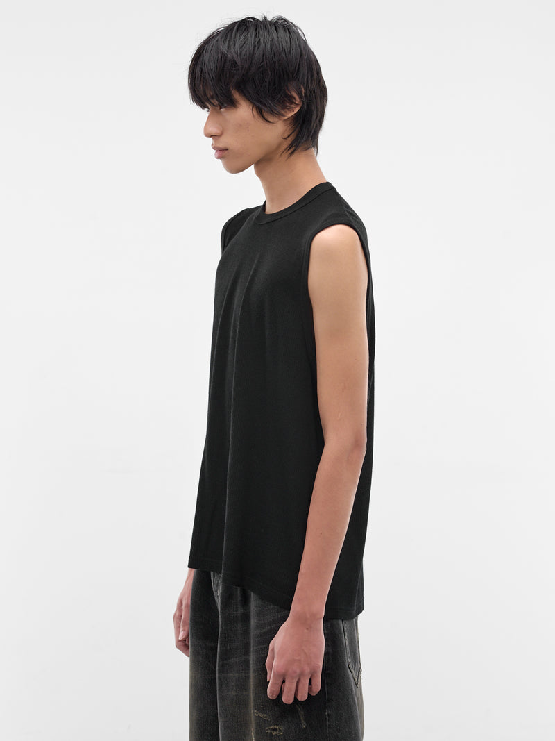 Black Rib-Knit Wool Tank (ST-1502-BLACK)