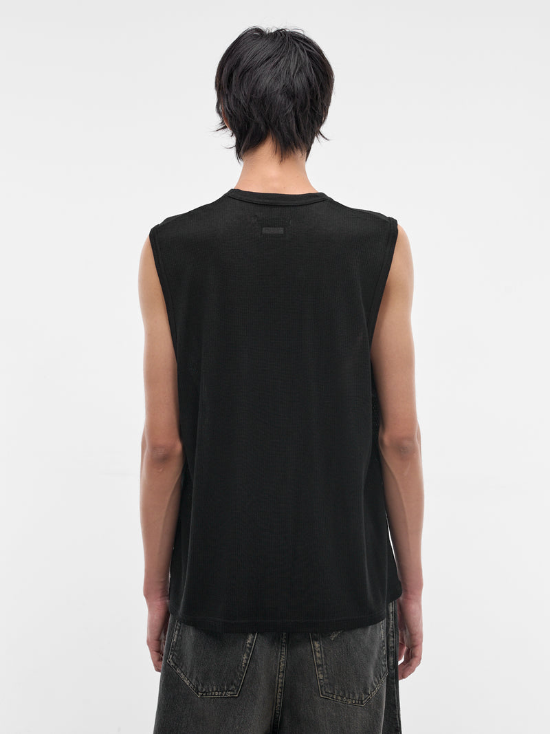 Black Rib-Knit Wool Tank (ST-1502-BLACK)