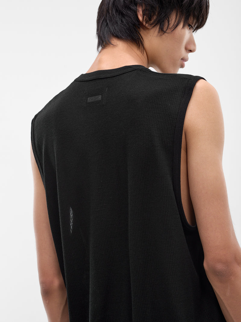 Black Rib-Knit Wool Tank (ST-1502-BLACK)