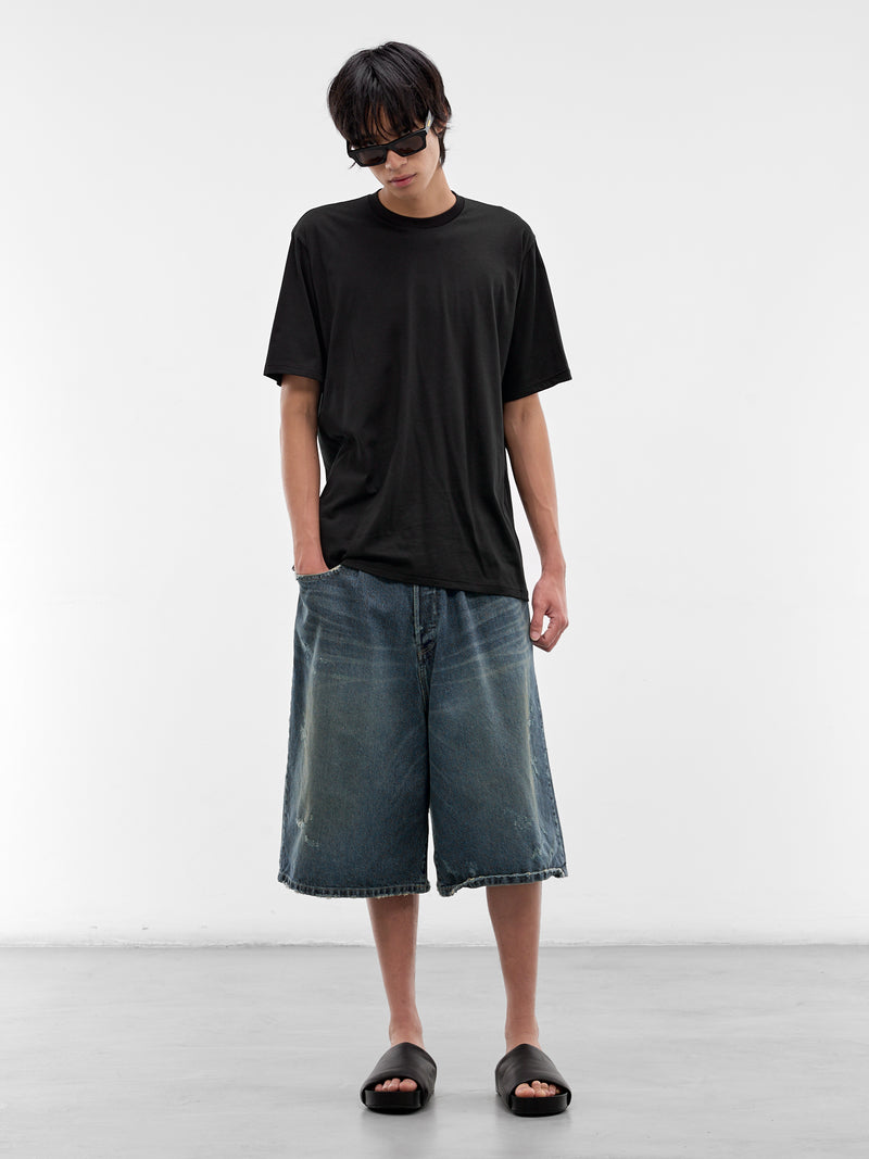 Indigo Denim Distressed Baggy Shorts (ST-1393-INDIGO)