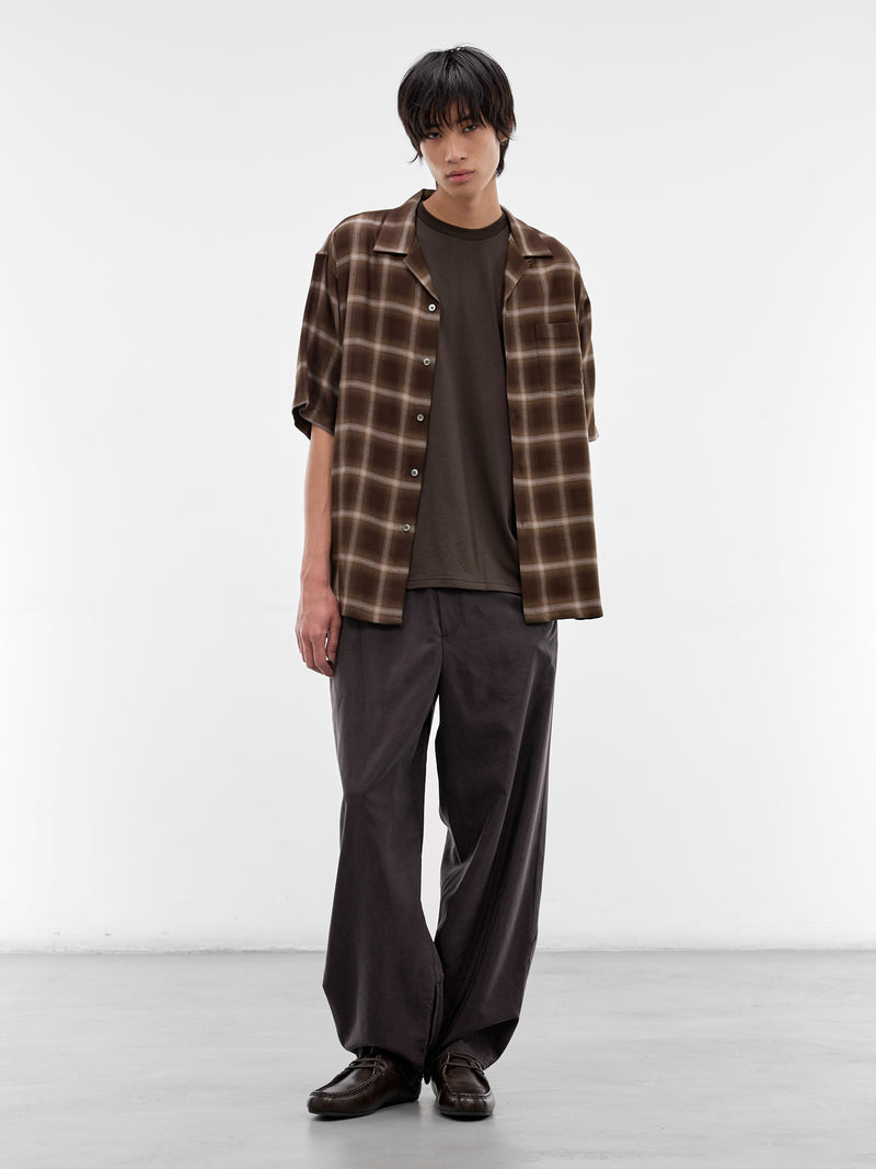 Brown Silk-Nylon Baggy Trousers (ST-1445-CHARCOAL-BROWN)