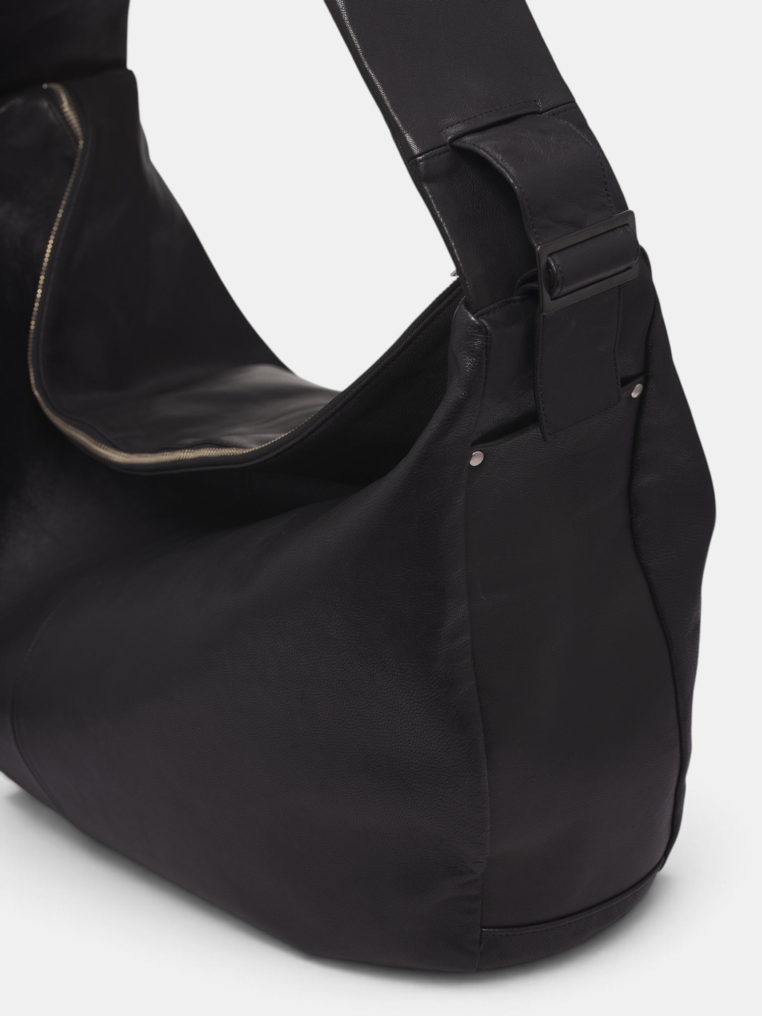 Black Goat Leather Shoulder Bag (ST-1509-BLACK)