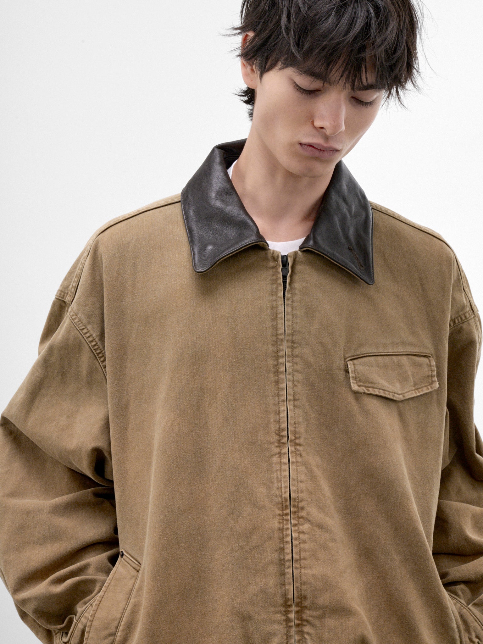 Khaki Whipcord Zip Jacket (ST-1578-KHAKI)