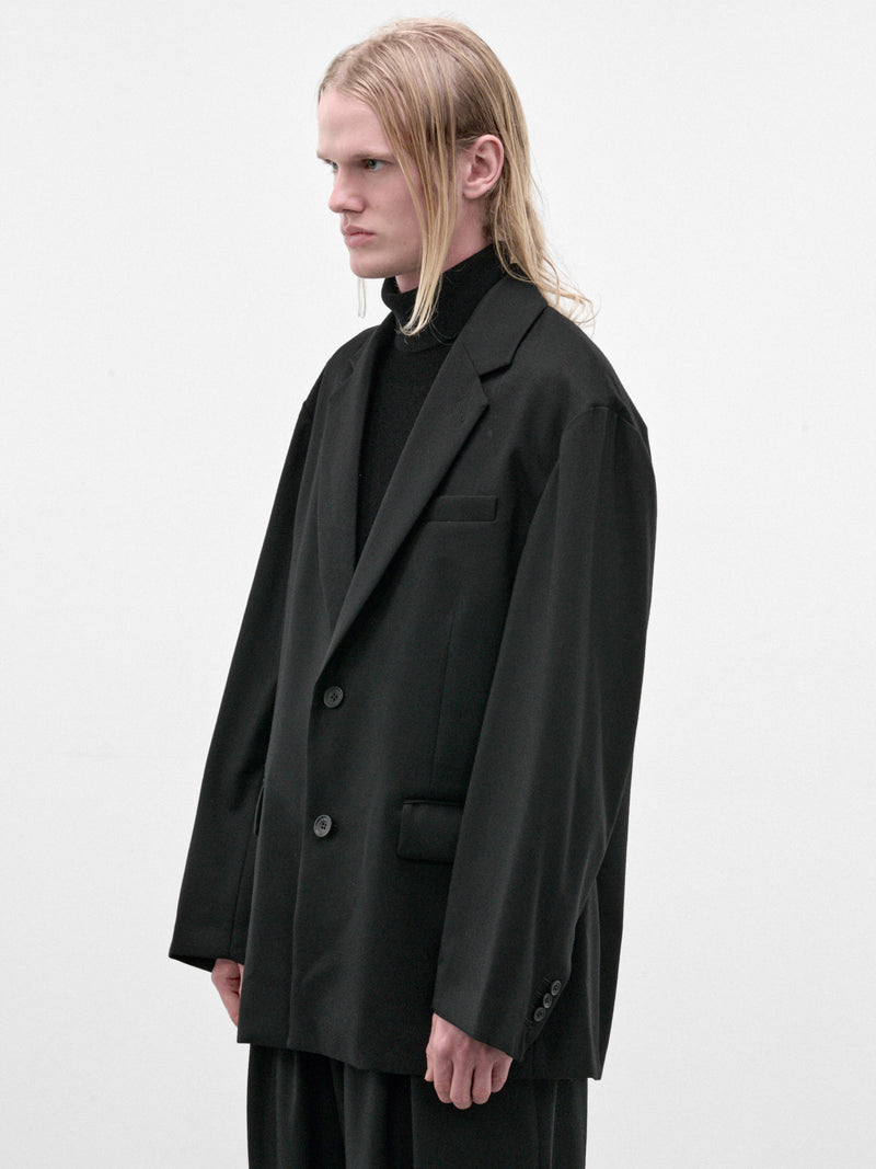 Black Wool Flannel Oversized Blazer (ST-1593-BLACK)
